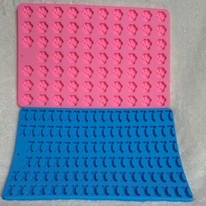 Set of 2 Silicone Molds for Baking, Candy Making or Freezing Paw Prints & Bones